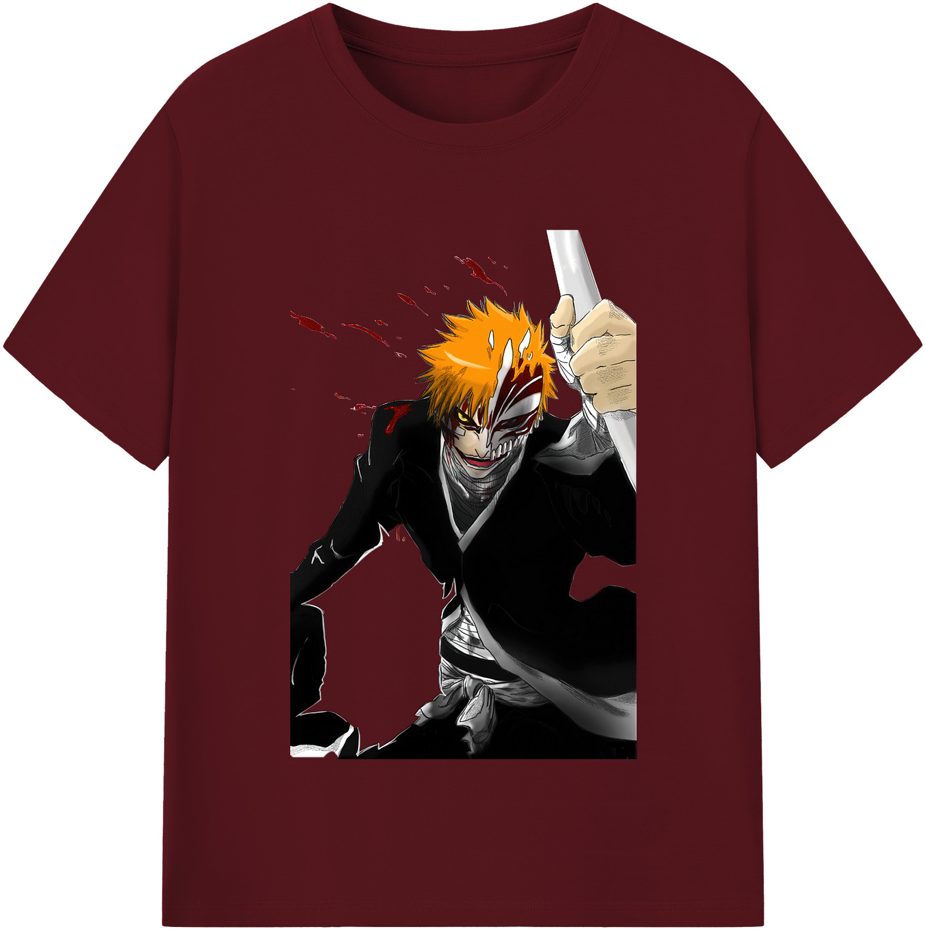 （画像用） ブリーチ 黒崎一護（くろさき いちご）BLEACH Kurosaki Ichigo 綿100％半袖Tシャツ（フロントプリント）